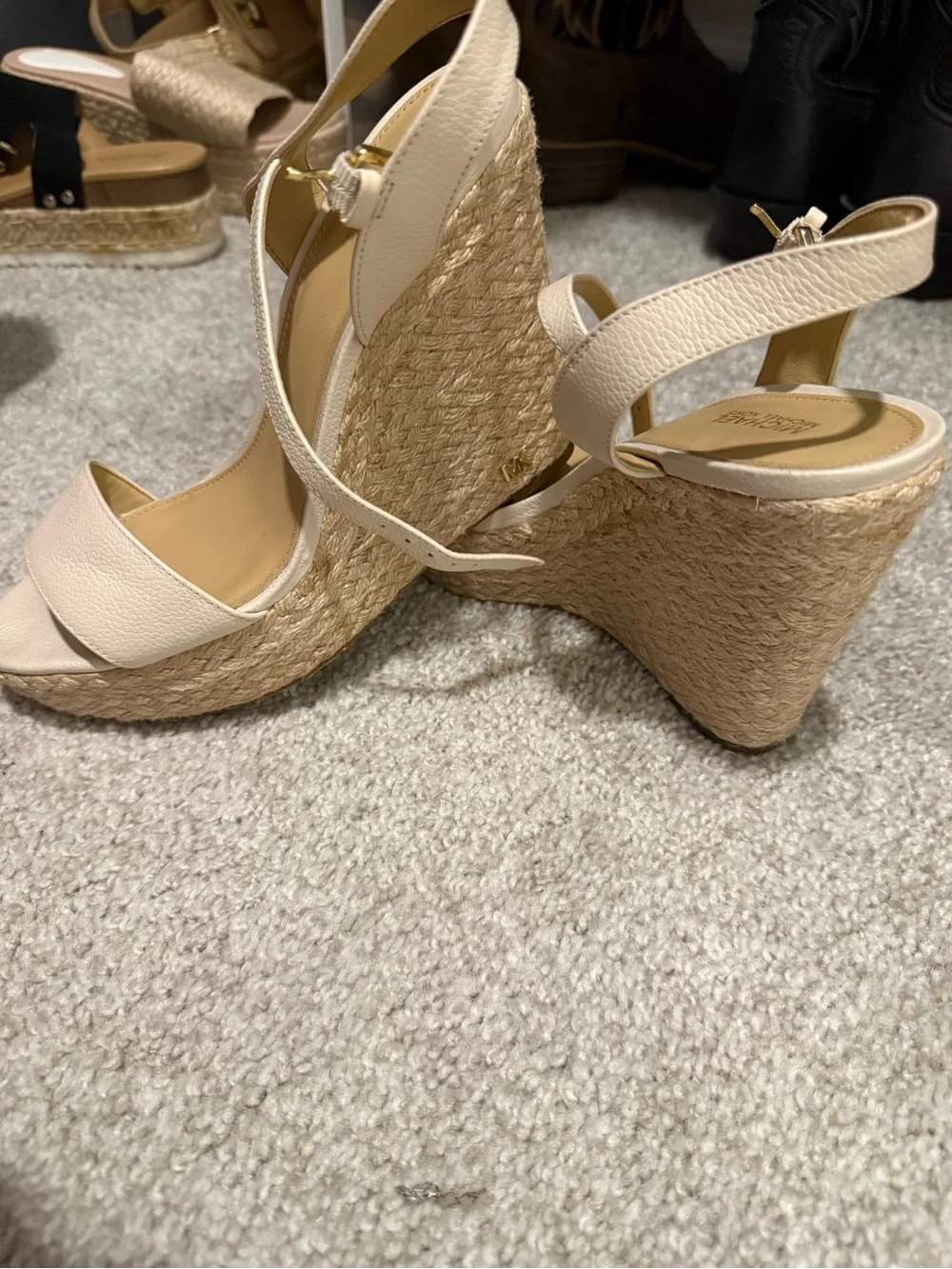Michael Kors Cream Leather Ankle-Strap Sandals